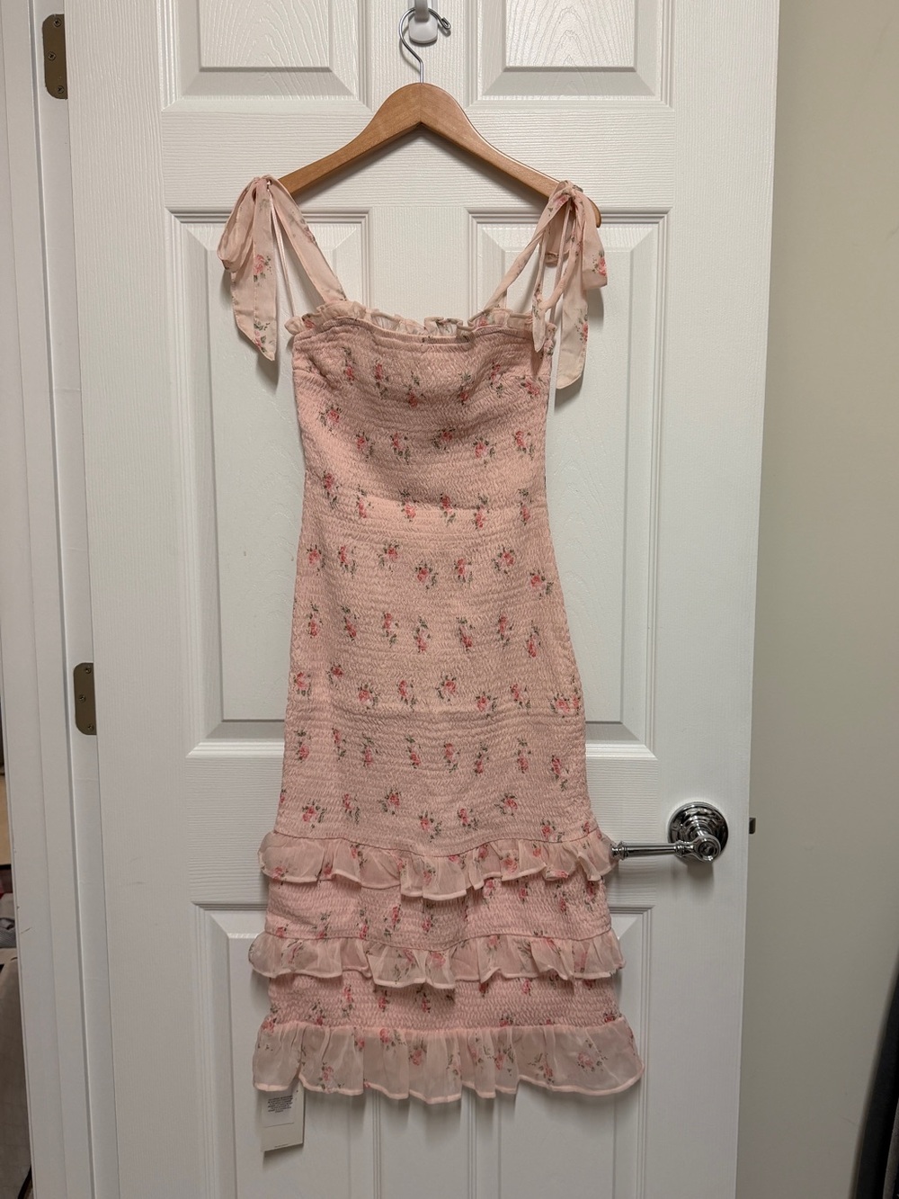 NWT - Abercrombie & Fitch Pink Floral Smocked Ruffle Dress